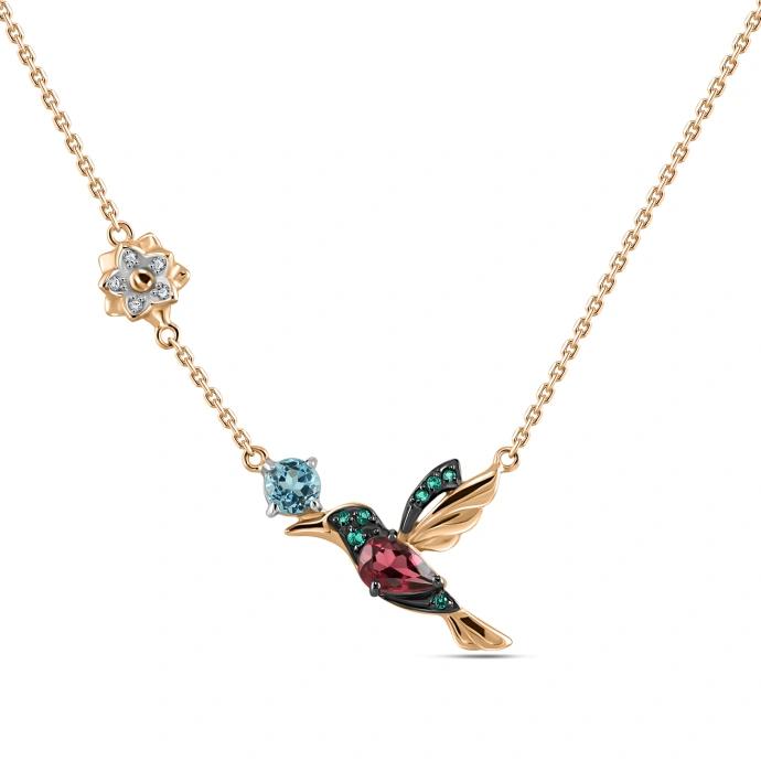 Родолит, топаз ба фианиттай хүзүүний зүүлт  N2031-770154-MIX                      67782292                        