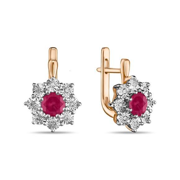 Бриллиант ба сайжруулсан рубинтай ээмэг E01-L-PL-35313-RO       73302336                        