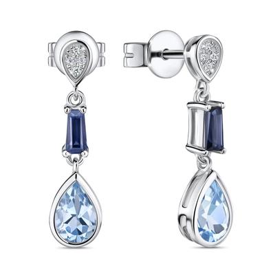 Топаз, бриллиант ба сапфиртай ээмэг E2018-SKY-0014                     68084341                         