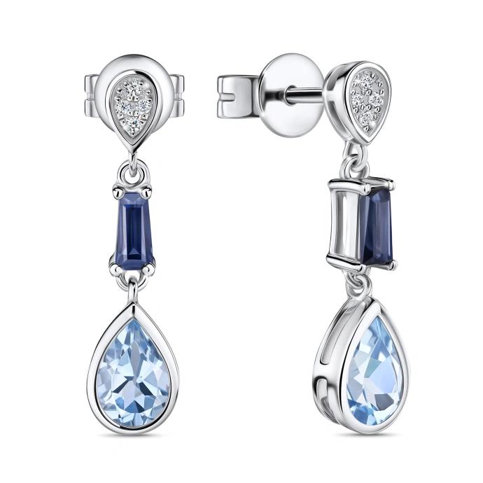 Топаз, бриллиант ба сапфиртай ээмэг E2018-SKY-0014                     68084341                         