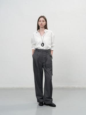 Wrinkle-free loose-fit button-up wrap shirt