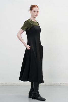 Flare sleeveless long one-piece dress