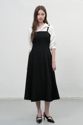 Flare sleeveless long one-piece dress