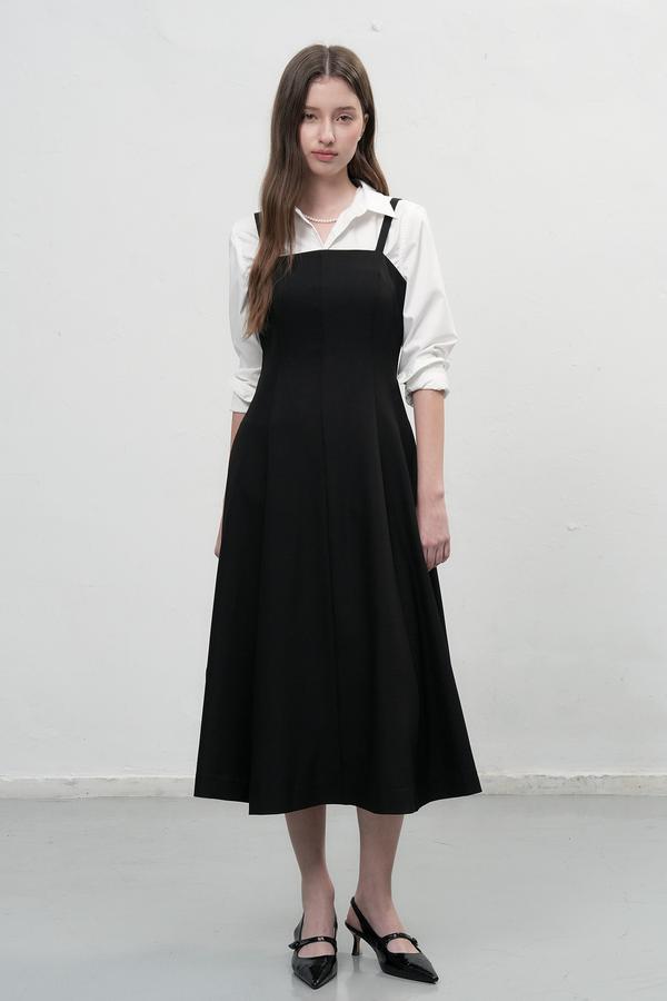 Flare sleeveless long one-piece dress