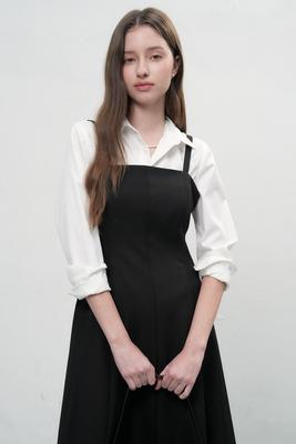 Flare sleeveless long one-piece dress