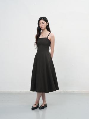 Flare sleeveless long one-piece dress