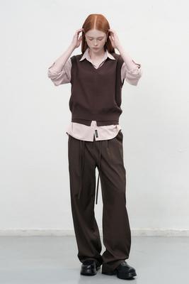 Belted wide slacks