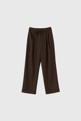 Belted wide slacks