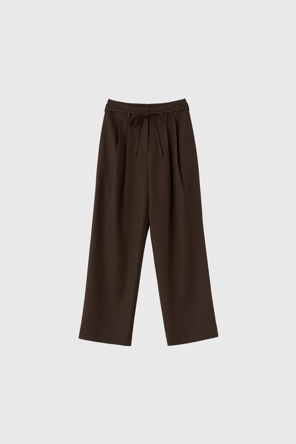 Belted wide slacks