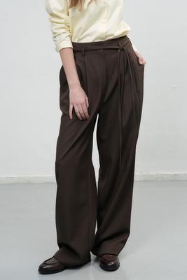 Belted wide slacks