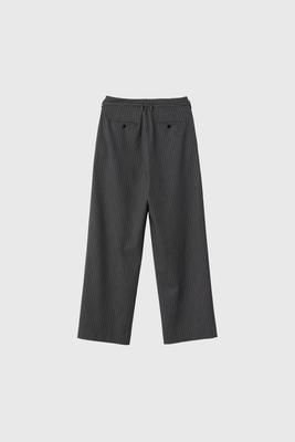 Belted Striped Wide Slacks
