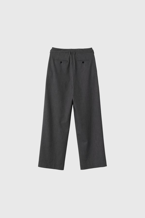 Belted Striped Wide Slacks