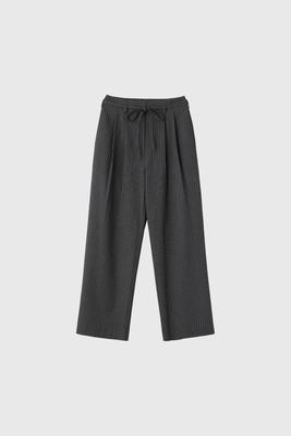 Belted Striped Wide Slacks
