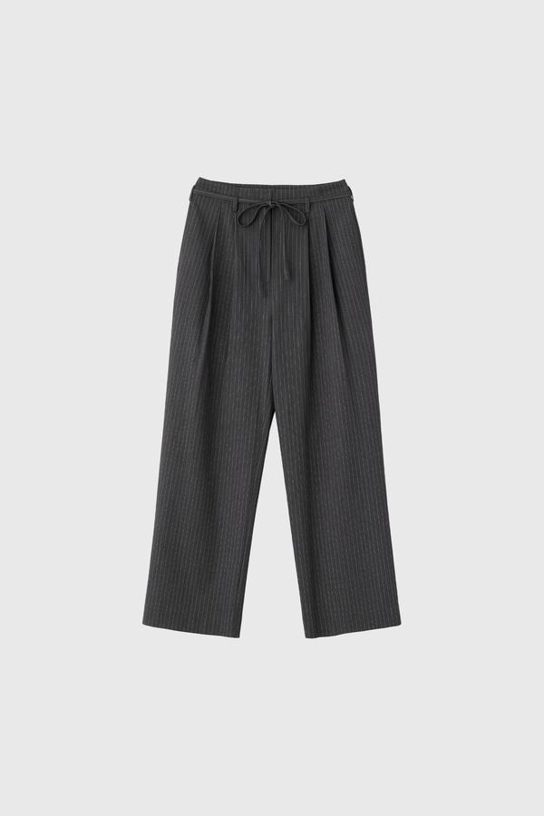 Belted Striped Wide Slacks
