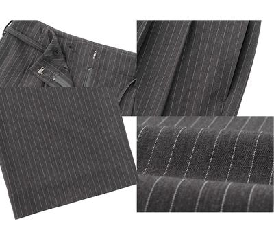 Belted Striped Wide Slacks