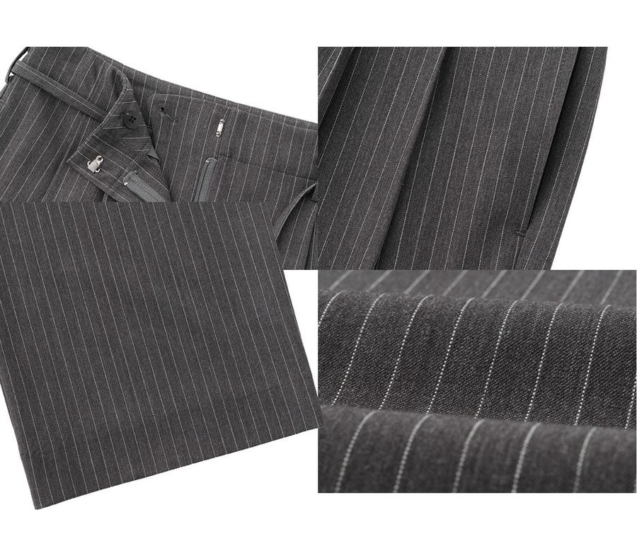 Belted Striped Wide Slacks