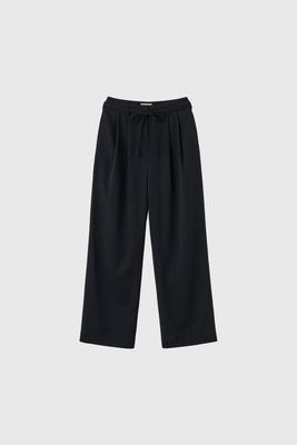 Belted Striped Wide Slacks