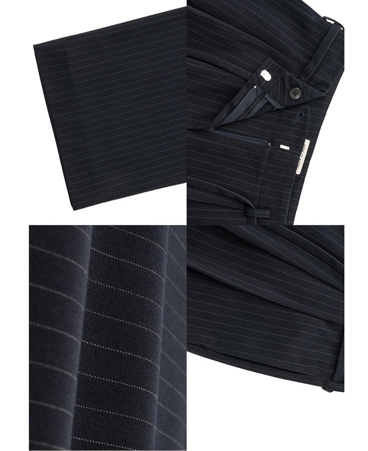 Belted Striped Wide Slacks