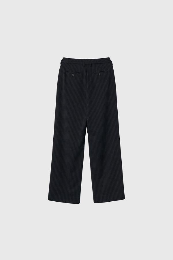 Belted Striped Wide Slacks