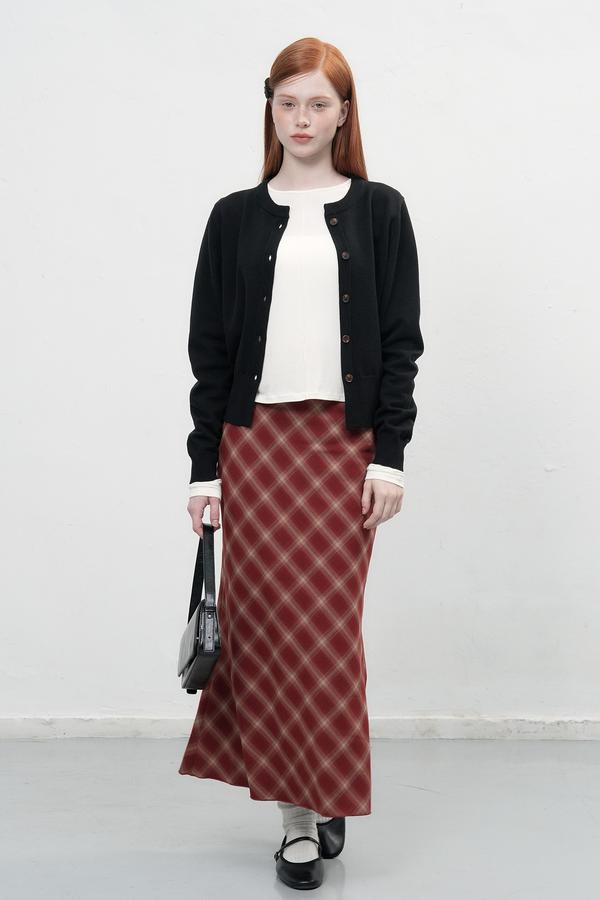 Vintage check long skirt