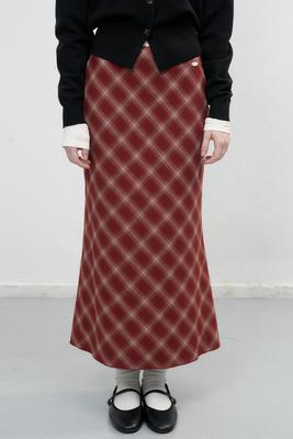 Vintage check long skirt