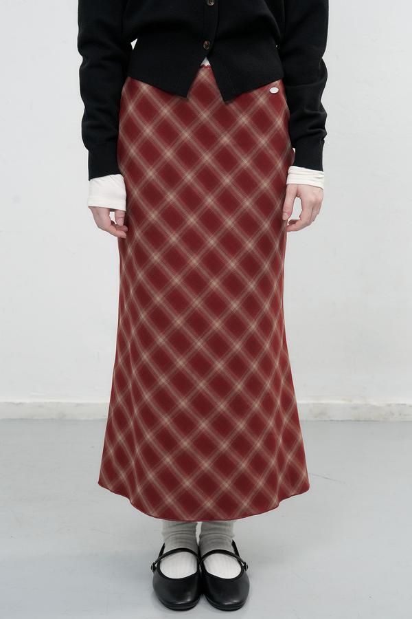 Vintage check long skirt