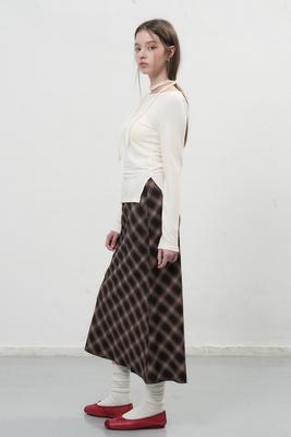 Vintage check long skirt