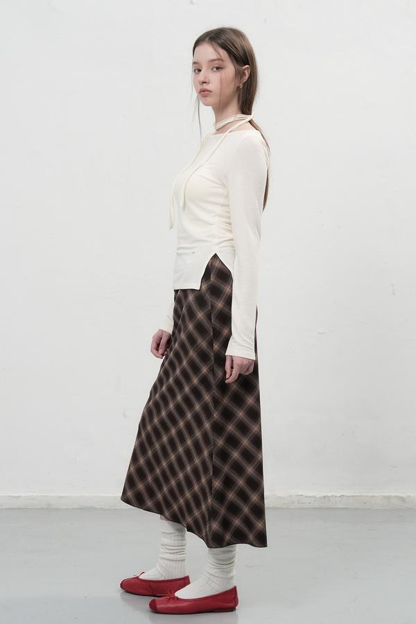 Vintage check long skirt