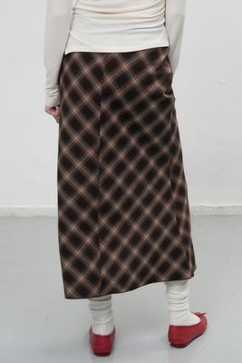 Vintage check long skirt
