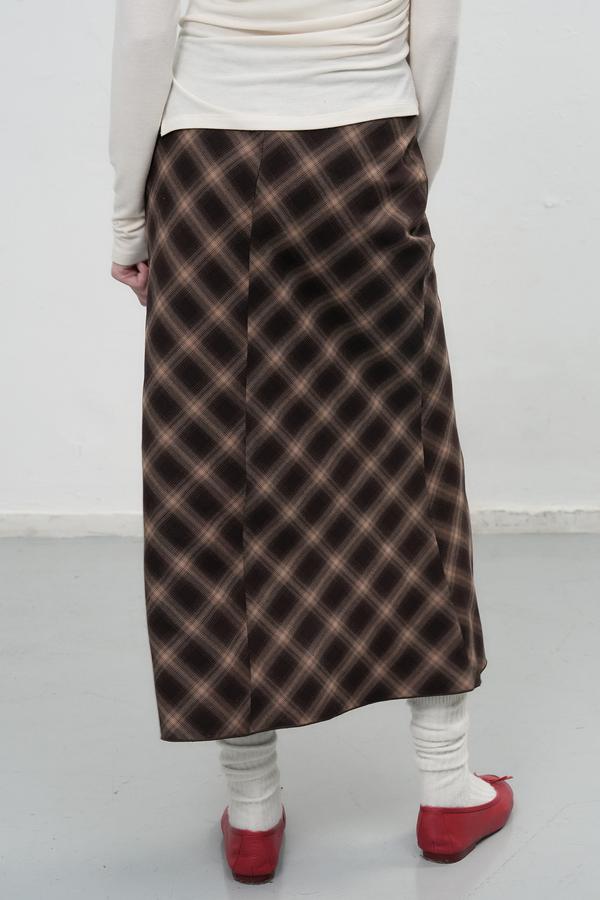Vintage check long skirt