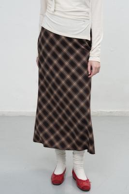 Vintage check long skirt