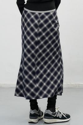 Vintage check long skirt