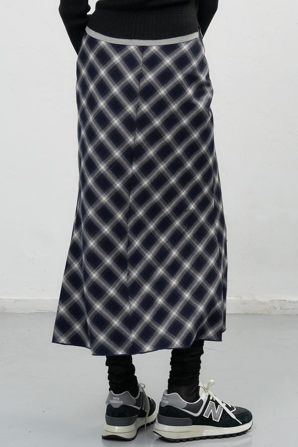 Vintage check long skirt