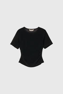 Velvet Shirring Short-Sleeve T-Shirt
