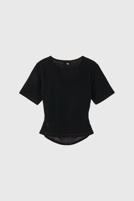 Velvet Shirring Short-Sleeve T-Shirt