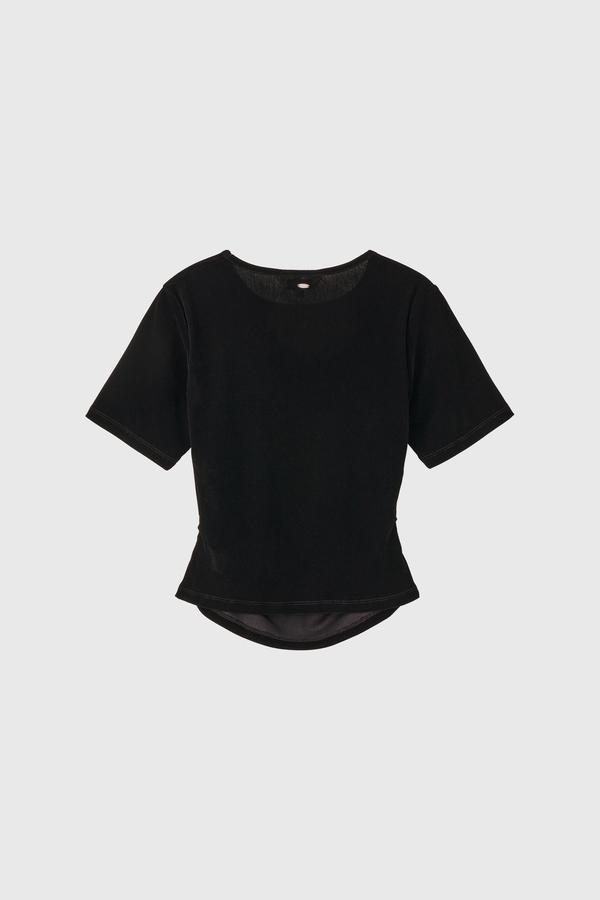 Velvet Shirring Short-Sleeve T-Shirt
