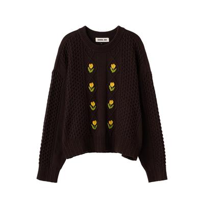 WOMAN Flower Cable Knit Pullover