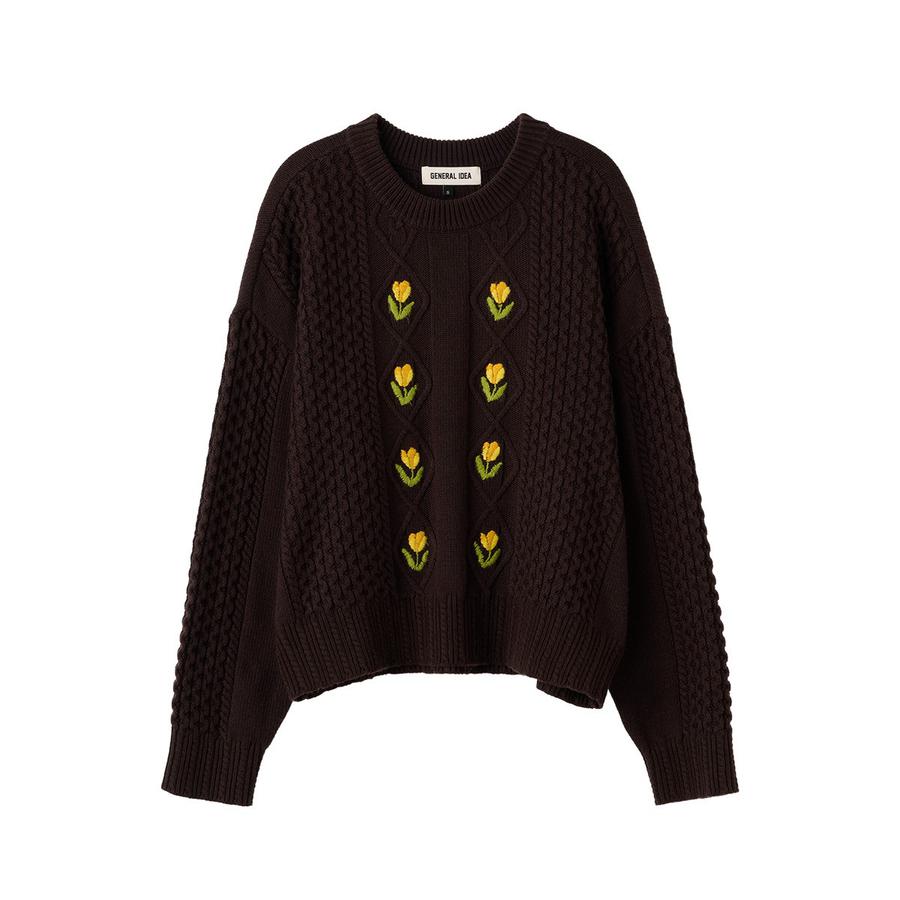 WOMAN Flower Cable Knit Pullover