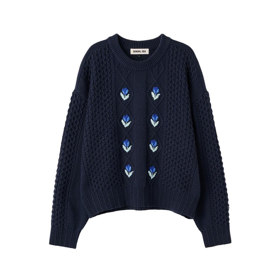 WOMAN Flower Cable Knit Pullover