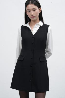 WOMAN Button Layered Mini Dress