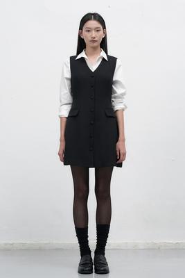 WOMAN Button Layered Mini Dress