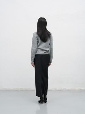 Belted H-line maxi long skirt