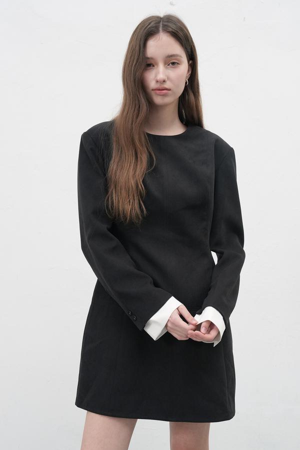 Cuff color block mini dress