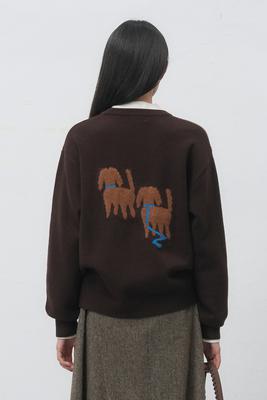 UNISEX Twin Dog Jacquard Knit Pullover