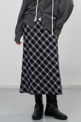 Vintage check long skirt
