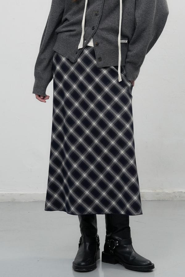 Vintage check long skirt