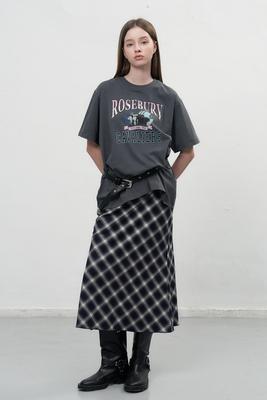 Vintage check long skirt