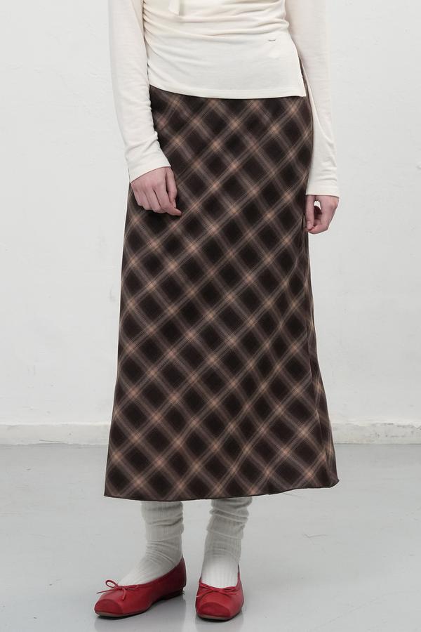 Vintage check long skir