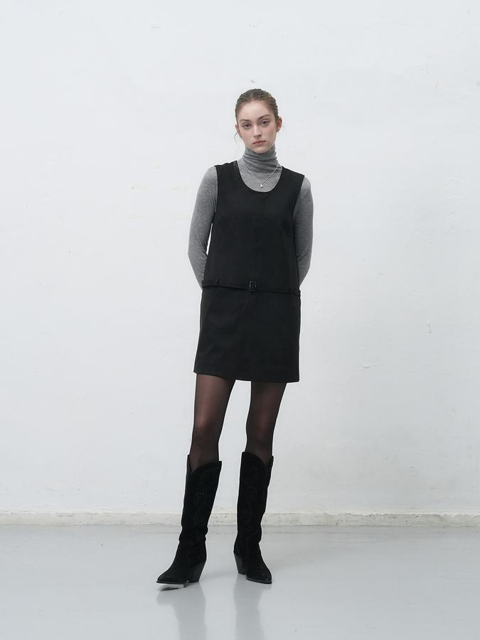 Suede belted dress