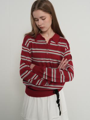 WOMAN Multi-Striped Loose Collar Knit